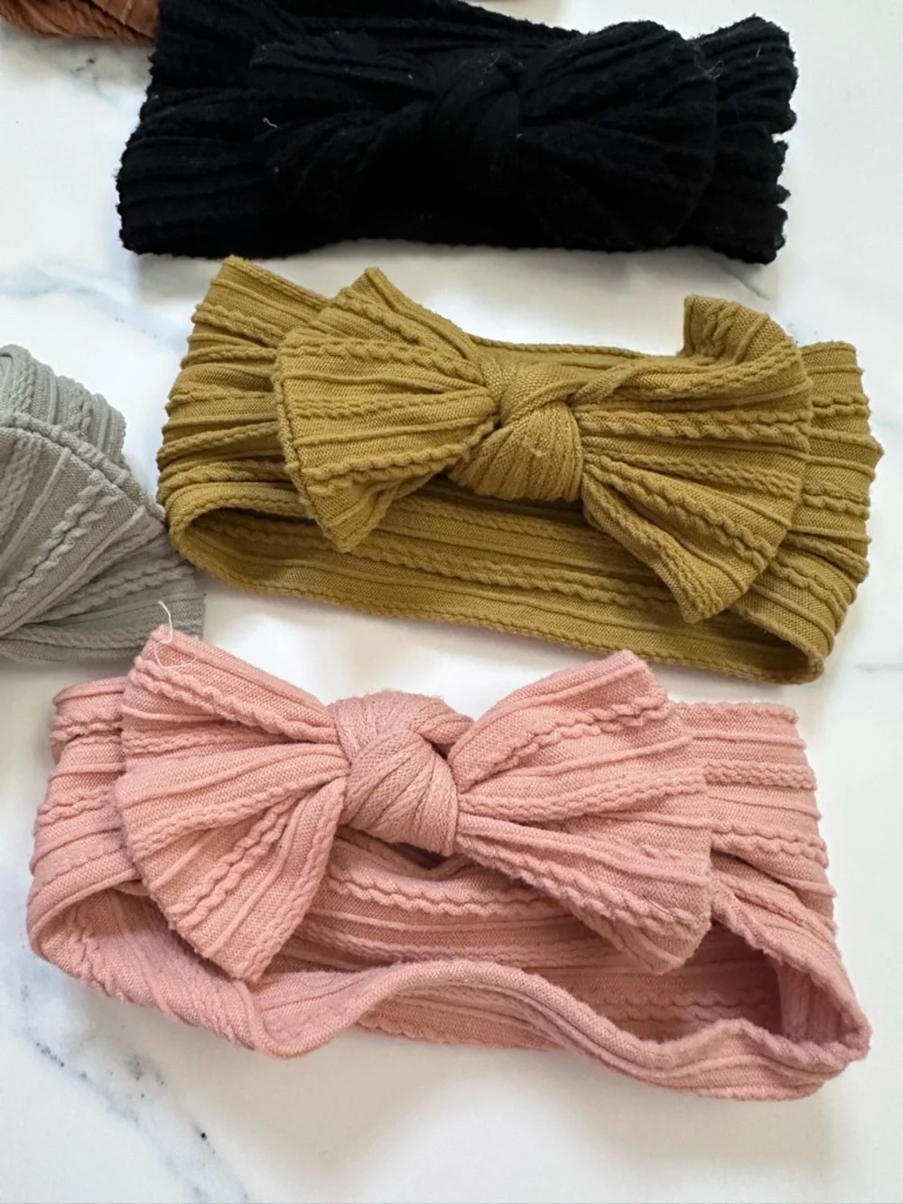 Kids Ribbed Bow Headband Set - Seven Different Colors Size 0-6 Months